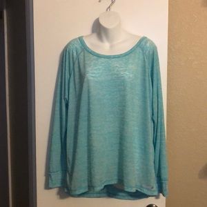 Slightly sheer turquoise flowing T - Shirt